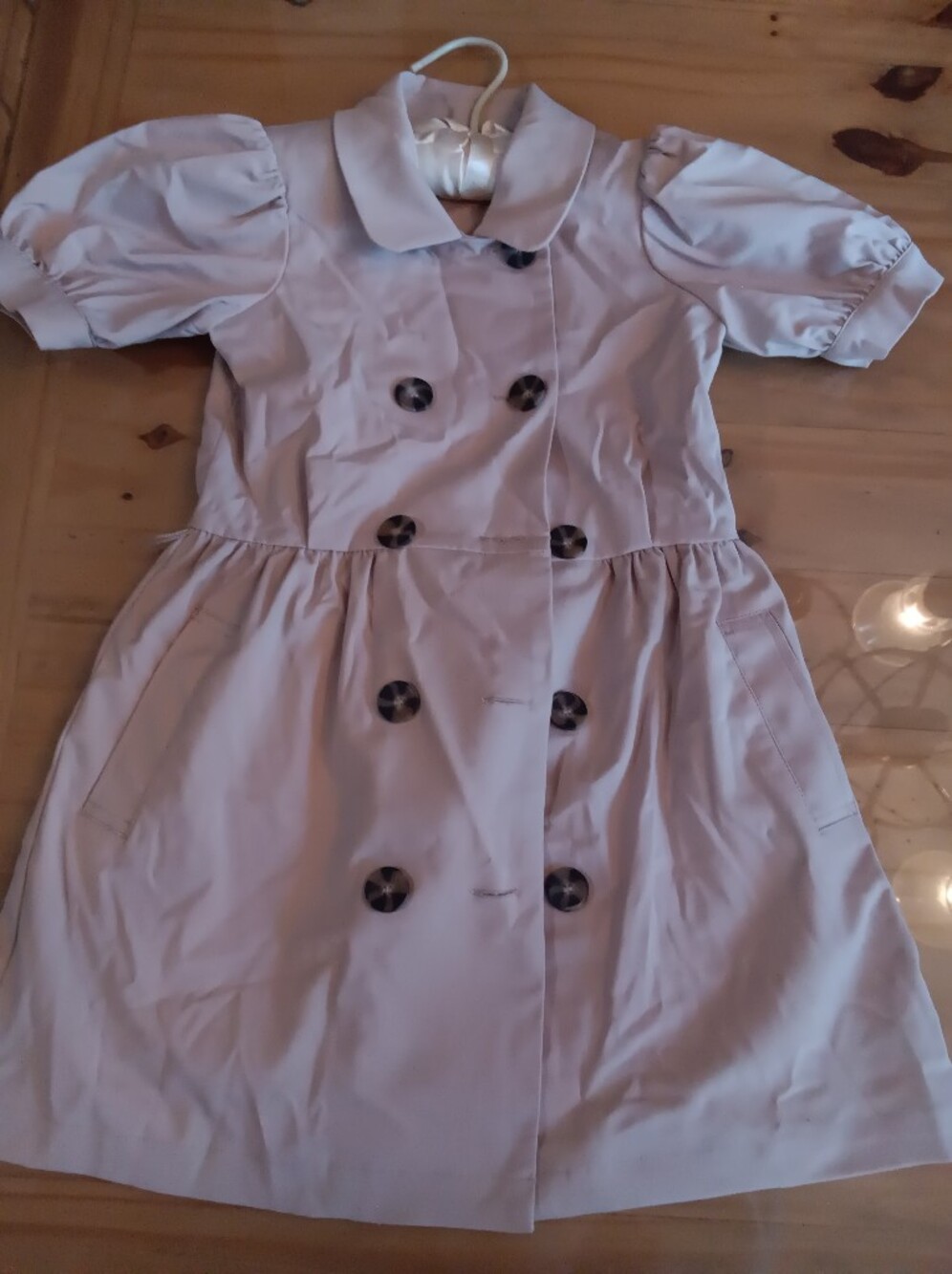 Reiss Kids Girls Size 6 -7 Beige  Double-Breasted Trench Dress Coat